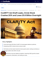 CLARITY Act Draft Leaks, Circle Stock Crashes 20% and Loses $5.6 Billion Overnight