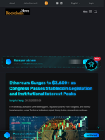 Ethereum Surges to $3,600+ as Congress Passes Stablecoin Legislation and Institutional Interest Peaks - Blockchain.News