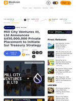Mill City Ventures III, Ltd Announces $450,000,000 Private Placement to Initiate Sui Treasury Strategy – Press release Bitcoin News