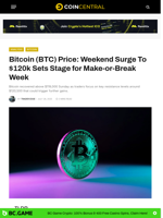 Bitcoin (BTC) Price: Weekend Surge To $120k Sets Stage for Make-or-Break Week - CoinCentral