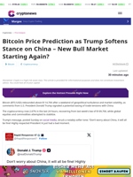 Bitcoin Price Prediction as Trump Softens Stance on China – New Bull Market Starting Again?