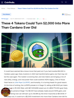 These 4 Tokens Could Turn $2,000 Into More Than Cardano Ever Did