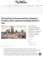 US Central Command denies targeting civilians after reported wedding strike in Iran