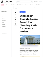 Stablecoin Dispute Nears Resolution, Clearing Path for Senate Action
