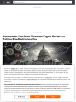 Government Shutdown Threatens Crypto Markets as Political Deadlock Intensifies - Brave New Coin