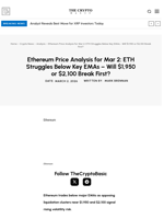 Ethereum Price Analysis for Mar 2: ETH Struggles Below Key EMAs – Will $1,950 or $2,100 Break First?