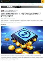 Zcash Co-Founder Proposes Ending ZCG’s Funding Stream