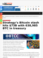Strategy’s Bitcoin stash hits $73B with 638,985 BTC in treasury - The Crypto News Wire