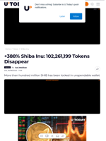 +388% Shiba Inu: 102,261,199 Tokens Disappear - U.Today
