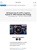 XRP Needs Only 5% of BTC’s Capital to Explode: Dr. Willie Hydraulic Pipe Analogy