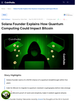 Solana Founder Explains How Quantum Computing Could Impact Bitcoin