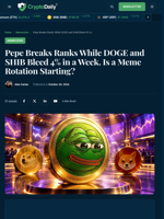 Pepe Breaks Ranks as DOGE and SHIB Slide: Meme Rotation?