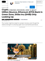Crypto Market Review: XRP's $991 Million Bounce, Ethereum (ETH) Back in Green Zone, Shiba Inu (SHIB) Only Looking Up - U.Today