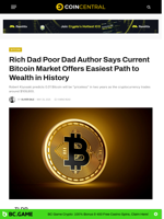 Rich Dad Poor Dad Author Says Current Bitcoin Market Offers Easiest Path to Wealth in History - CoinCentral