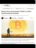 Bitcoin miner stress peaks in 2026: Is a 2022-style bear phase forming? - AMBCrypto