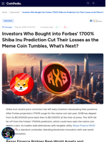 Investors Who Bought into Forbes’ 1700% Shiba Inu Prediction Cut Their Losses as the Meme Coin Tumbles, What’s Next?