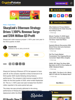 SharpLink's Ethereum Strategy Drives 1,100% Revenue Surge and $104 Million Q3 Profit