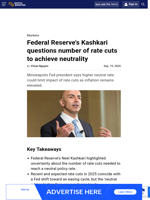 Federal Reserve's Kashkari questions number of rate cuts to achieve neutrality