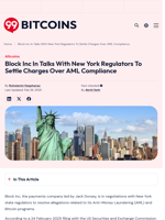 Block Inc In Talks With New York Regulators To Settle Charges Over AML Compliance - 99Bitcoins