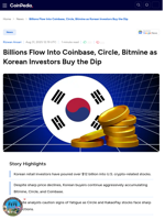 Billions Flow Into Coinbase, Circle, Bitmine as Korean Investors Buy the Dip