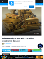 Tether Bets Big On Gold With $150 Million Investment In Gold.com
