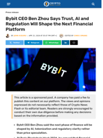 Bybit CEO Ben Zhou Says Trust, AI and Regulation Will Shape the Next Financial Platform