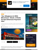 Steak ‘n Shake Stops ETH Payments After Bitcoin Backlash