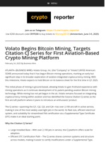 Volato Begins Bitcoin Mining, Targets Citation CJ Series for First Aviation-Based Crypto Mining Platform
