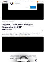 Ripple CTO: No Such Thing as ‘Supported by XRP’ - U.Today
