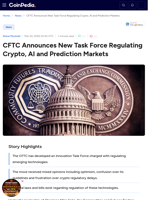 CFTC Announces New Task Force Regulating Crypto, AI and Prediction Markets