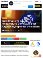 Next Crypto To Explode: Undervalued Gems- The Best Cryptos Flying Under the Radar!! | Live Bitcoin News