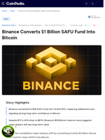 Binance Converts $1 Billion SAFU Fund Into Bitcoin