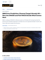 BNB Price Prediction: Channel Target Already Hit — Now the SMA50 and Flat MACD Decide What Comes Next - Blockchain.News