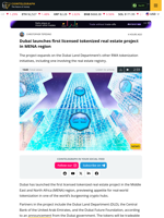 Dubai launches first licensed tokenized real estate project in MENA region
