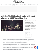 Atletico Madrid leads all clubs with most players in 2026 World Cup final