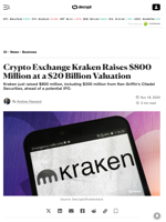 Crypto Exchange Kraken Raises $800 Million at a $20 Billion Valuation - Decrypt