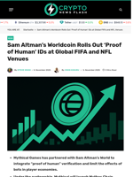 Sam Altman’s Worldcoin Rolls Out ‘Proof of Human’ IDs at Global FIFA and NFL Venues - Crypto News Flash