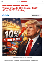Trump Unveils 10% Global Tariff After SCOTUS Ruling