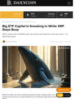 Big ETF Capital Is Sneaking In While XRP Stays Busy - DailyCoin