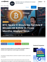 BTC News: It Would Be Terrible If Bitcoin Hit $250k In Three Months, Analyst Says | Live Bitcoin News