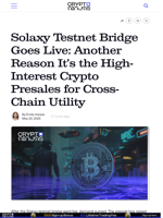 Solaxy Testnet Bridge Goes Live: Another Reason It's the High-Interest Crypto Presales for Cross-Chain Utility