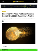 Bitcoin (BTC) Price: Fed Rate Decision Could Drive $112K Target Says Analyst - CoinCentral