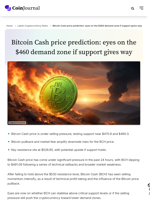 Bitcoin Cash price prediction: eyes on the $460 demand zone if support gives way - CoinJournal
