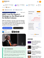MSCI Just Put Saylor's Strategy on the Road out of Its Global Indexes – Bitcoin News
