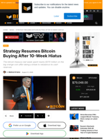 Strategy Resumes Bitcoin Buying After 10-Week Hiatus