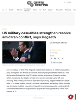 US military casualties strengthen resolve amid Iran conflict, says Hegseth