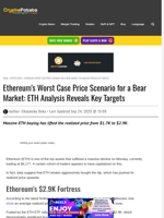 Ethereum's Worst Case Price Scenario for a Bear Market: ETH Analysis Reveals Key Targets