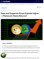 Pepe and Dogecoin Prices Explode Higher—Memecoin Mania Returns?