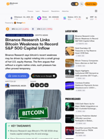 Binance Research Links Bitcoin Weakness to Record S&P 500 Capital Inflow