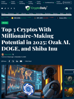 Top 3 Cryptos With Millionaire-Making Potential in 2025: Ozak AI, DOGE, and Shiba Inu - Crypto Daily
